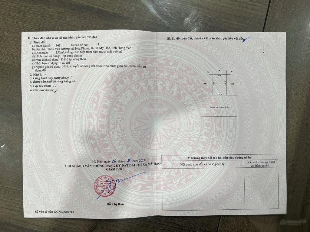 Cần bán 150m2 đấu giá Vân Dương, Hoà Phong, Mỹ Hào, Hưng Yên