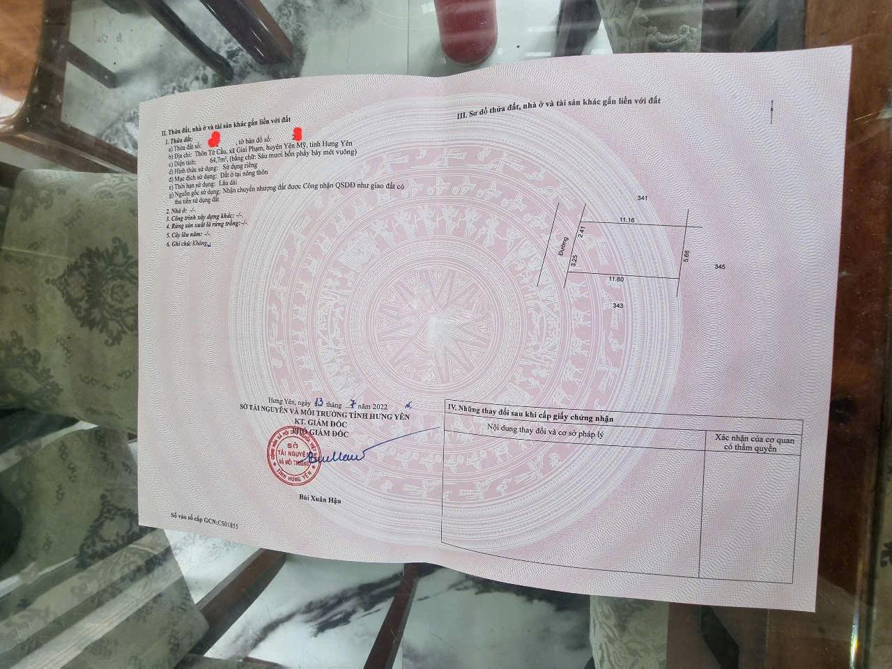 Chính chủ cần bán gấp 64.7m2 thôn Tử Cầu, xã Giai Phạm, huyện Yên Mỹ, tỉnh Hưng Yên