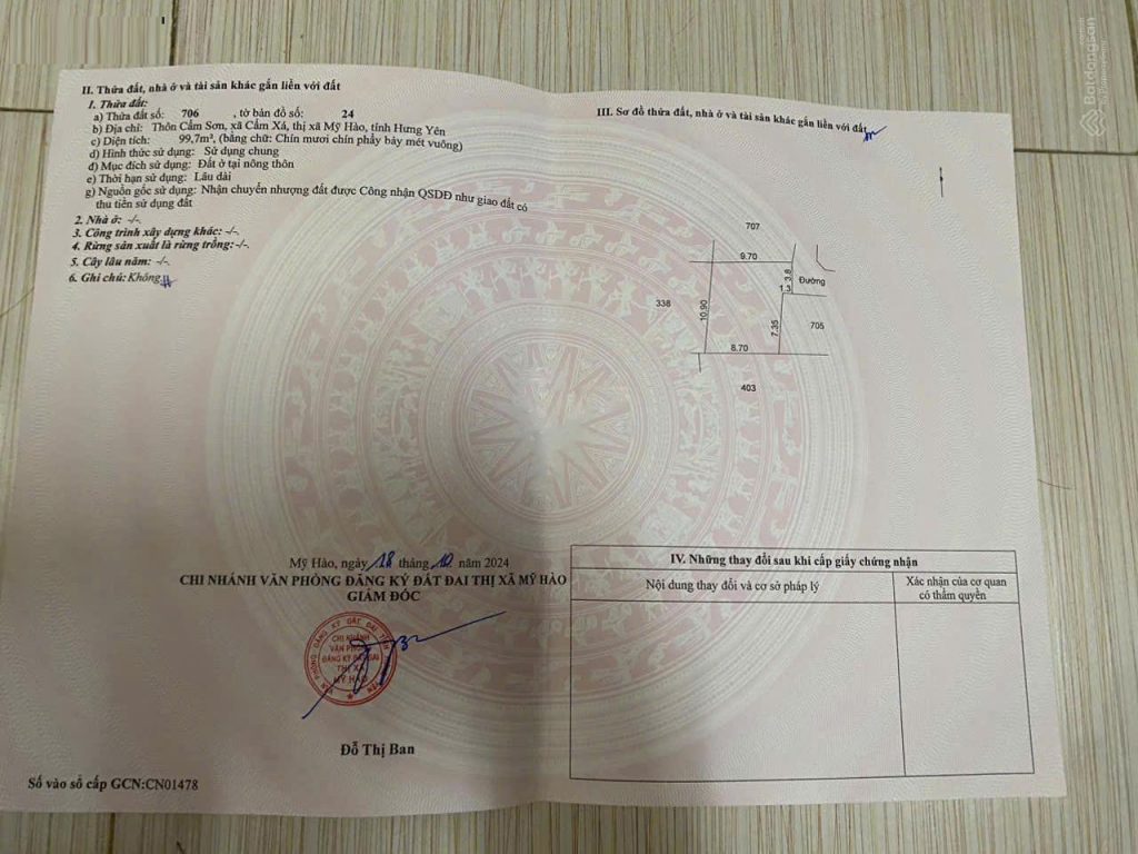 Bán lô đất tại Cẩm Xá, Mỹ Hào, Hưng Yên